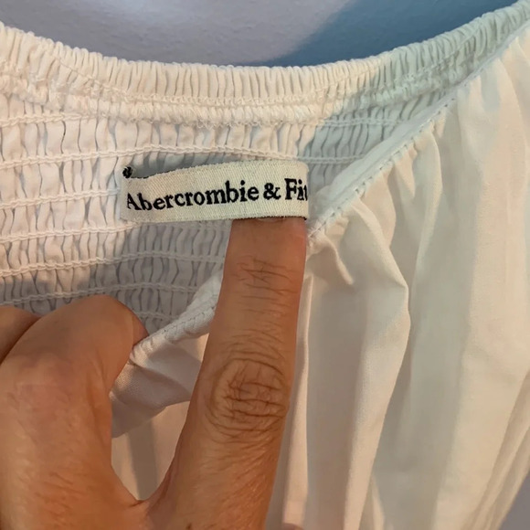 Abercrombie & Fitch size medium petite white puff sleeve babydoll mini dress - Picture 8 of 9